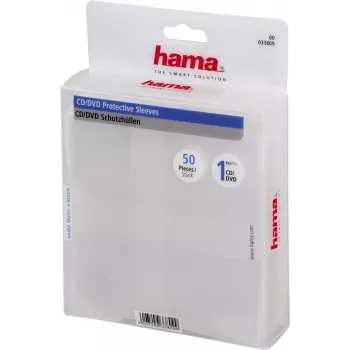 Hama CD/DVD-suojakotelo, 50 kpl:n pakkaus 50 levyä läpinäkyvä