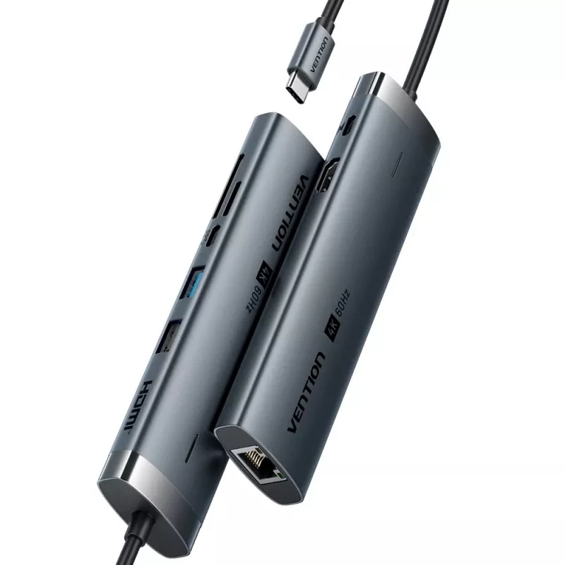 Vention USB-C 8-in-1 4K 60Hz 100W telakointiasema