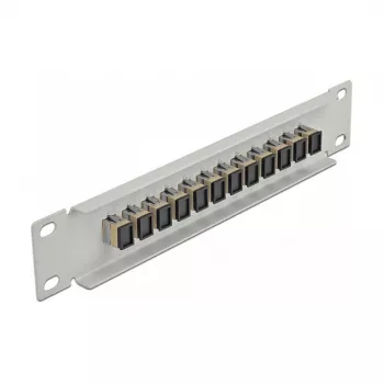 Kuitu-kytkentäpaneeli DeLOCK 10 inch 12 porttia SC Simplex beige 1U harmaa