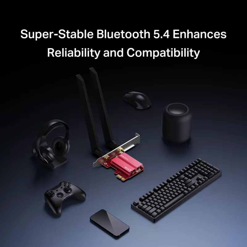 PCIe Tri-Band WiFi 7 -sovitin MERCUSYS MA47BE — suurnopeus-WLAN-yhteys
