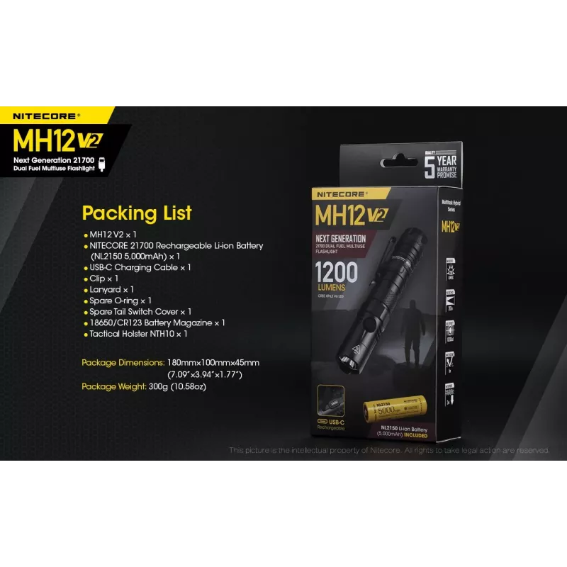 Käsivalaisin Nitecore MH12 V2 musta