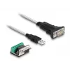 DeLOCK 63465 USB 2.0 Type-A - sarja RS-422/485 -sovitin, 6-napainen liitinlohko, 1,8 m, musta/läpinäkyvä
