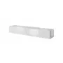 TV-taso cama meble SLIDE 200 — 2000×400×300 mm, valkoinen korkeakiiltoinen MDF-levy, valkoinen runko