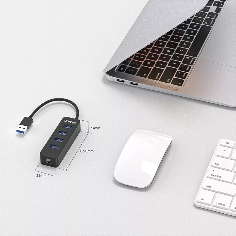 UNITEK uHUB Q4 USB 3.2 Gen 1 (3.1 Gen 1) Type-A 5000 Mbit/s musta