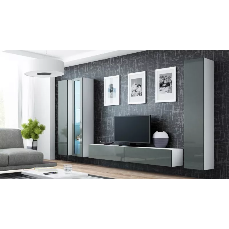 Cama vitriini VIGO '180' 180/40/30 valkoinen/harmaa kiiltävä