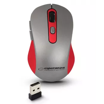 Langaton optinen hiiri ESPERANZA EM131R 2,4 GHz, 1600 DPI, molempikätinen, nano-USB-vastaanotin, 6 painiketta, harmaa
