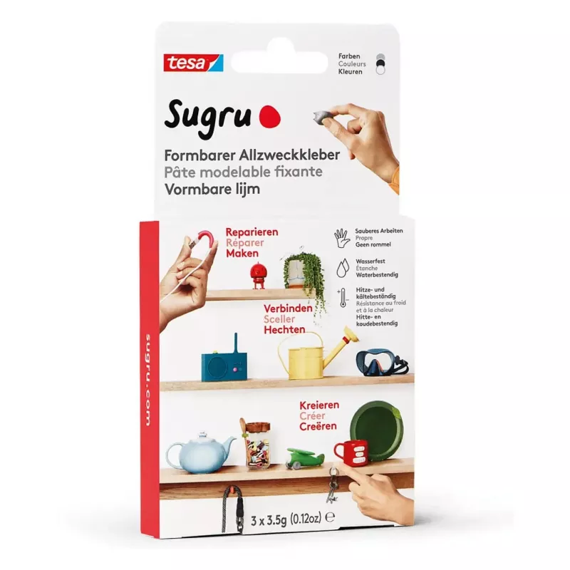 Tesa Sugru muovailtava yleisliima 3 kpl musta