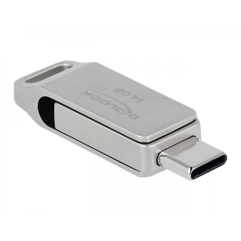 USB-muistitikku DeLOCK 64 GB USB-C Type-A kääntyvä metallikotelo
