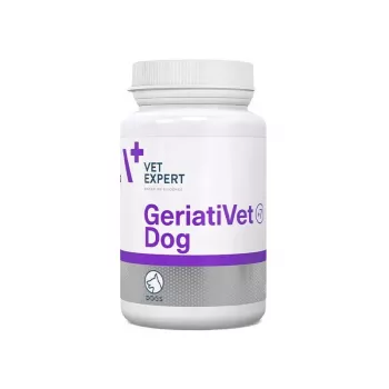 Ravintolisä VETEXPERT GeriatiVet Dog 45 kapselia — ikääntyneille koirille, tablettimuoto, sopii kaikille roduille, säilöntäaineeton ja gluteeniton