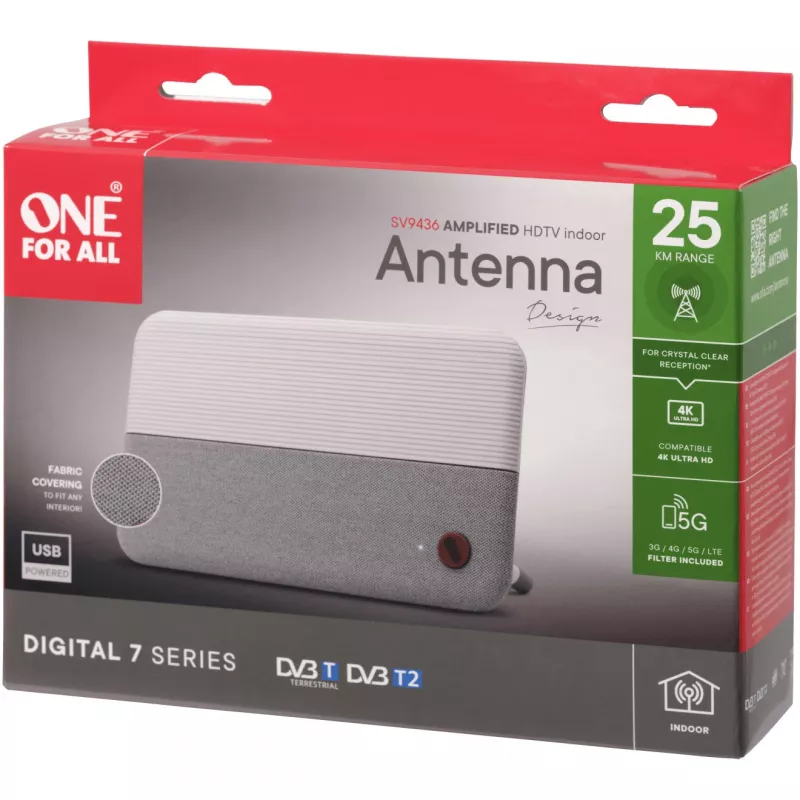 One for All DVB-T2 1080p kangasantenni valkoinen SV9436-5G (SV9436-5G)