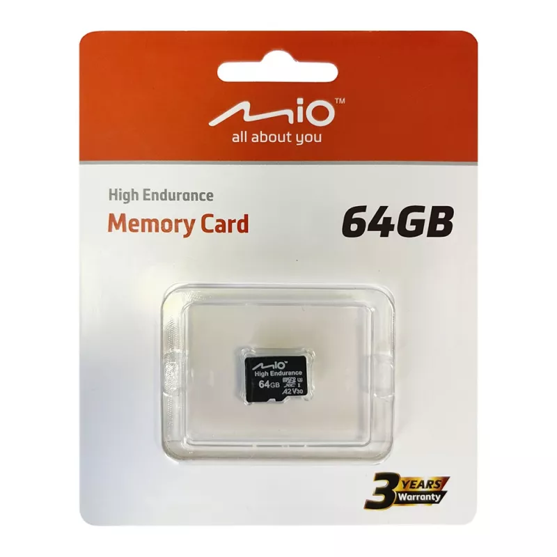 MicroSD-kortti MIO Flash Memory 64GB UHS-I High Endurance jatkuvaan tallennukseen