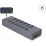 Ulkoinen USB 3.0 6-porttinen keskitin DELOCK 64237 yksittäiskytkimillä ja SD/microSD-korttipaikalla