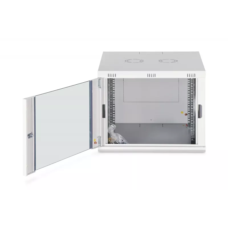 Seinäkiinnitteinen 19 tuuman räkkikaappi DIGITUS Dynamic-N DN-37106 — 9U, 600x600 mm, IP20, avainlukko