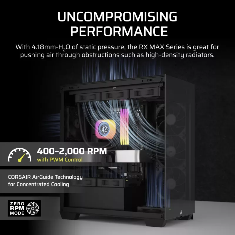Corsair iCUE LINK RX120 MAX 120 mm kotelotuuletin - musta