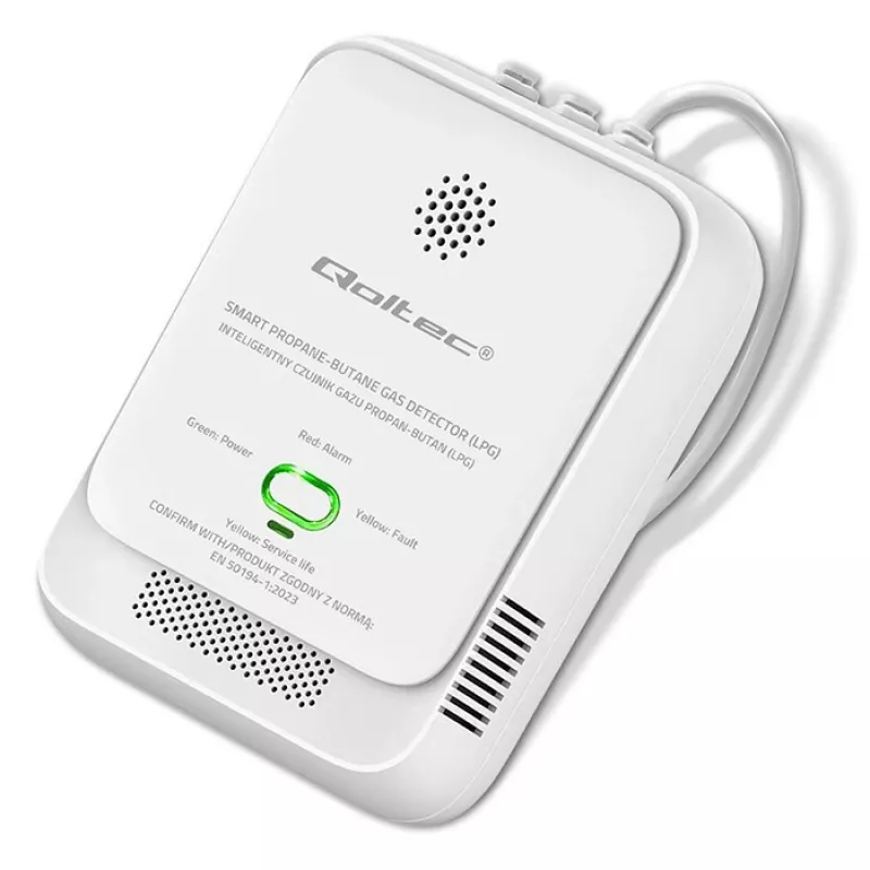 Kaasuvuotoanturi QOLTEC 52652 — propaani/butaani (LPG) ilmaisin, 85 dB hälytys, LED-näyttö