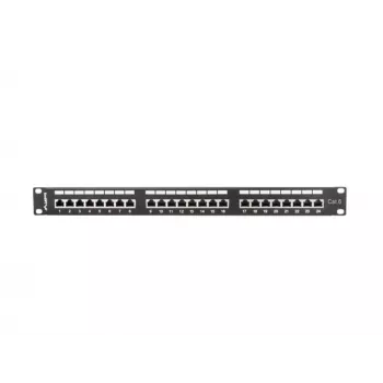 Patch-paneeli 1U LANBERG PPS6-1024-B, 24-porttia Cat6, metalli, musta, 442×114,5×44,5 mm