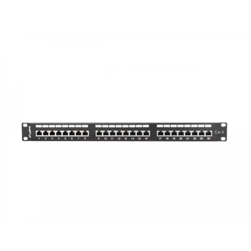 Patch-paneeli 1U LANBERG PPS6-1024-B, 24-porttia Cat6, metalli, musta, 442×114,5×44,5 mm