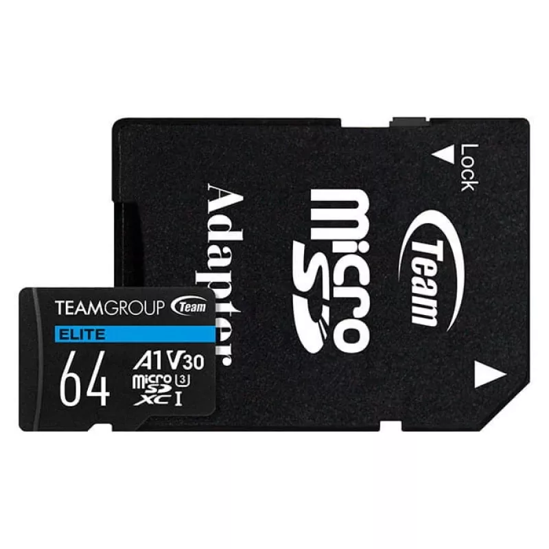 Flash-kortti Micro-SD 64GB-XC Team Elite A1 V30 - Micro SD (TEAUSDX64GIV30A103)
