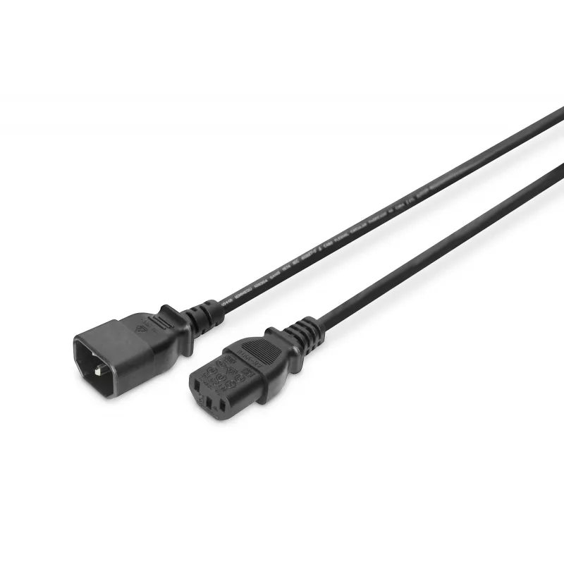 DIGITUS virtajohdon jatkojohto AK-440201-018-S IEC C14 / IEC C13 (uros/naaras), 250 V/10 A, 1,8 m, musta