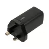 iBOX C-65 musta, yleislaturi GaN 65 W UK-pistokkeella