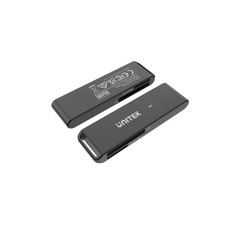 Kortinlukija Unitek Y-9327A USB 3.2 Gen 1 Type-A — MicroSD/SD, 2 paikkaa, 5000 Mbit/s, musta