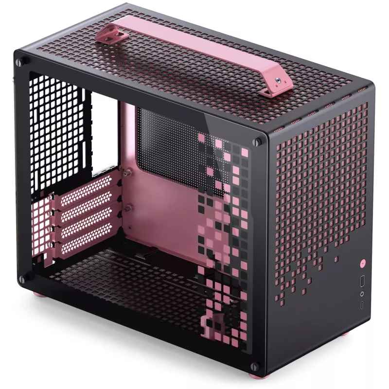 Jonsplus MATX Handle Case Z20 musta-pinkki – Mini/Micro/Flex-ATX-kotelo kantokahvalla