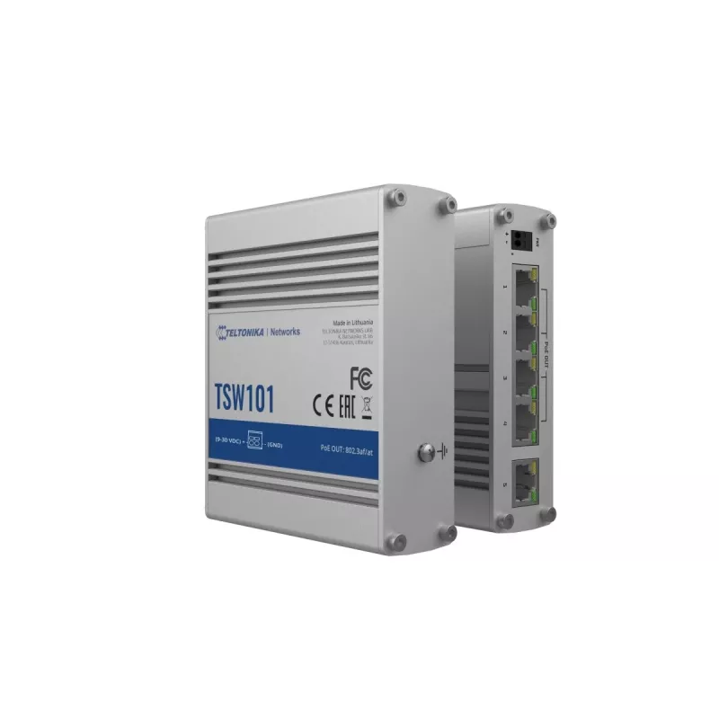 Teltonika TSW101 kytkin 5xGbE Ethernet 4xPoE+