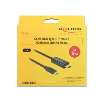 Videokaapeliadapteri DeLOCK 85259 USB Type-C – HDMI 2 m musta