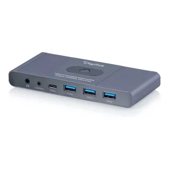 KVM-kytkin DIGITUS USB-C 3.0 HDMI 2-porttinen 4K60Hz, USB-C/USB-A, alumiini, 135×60×30 mm