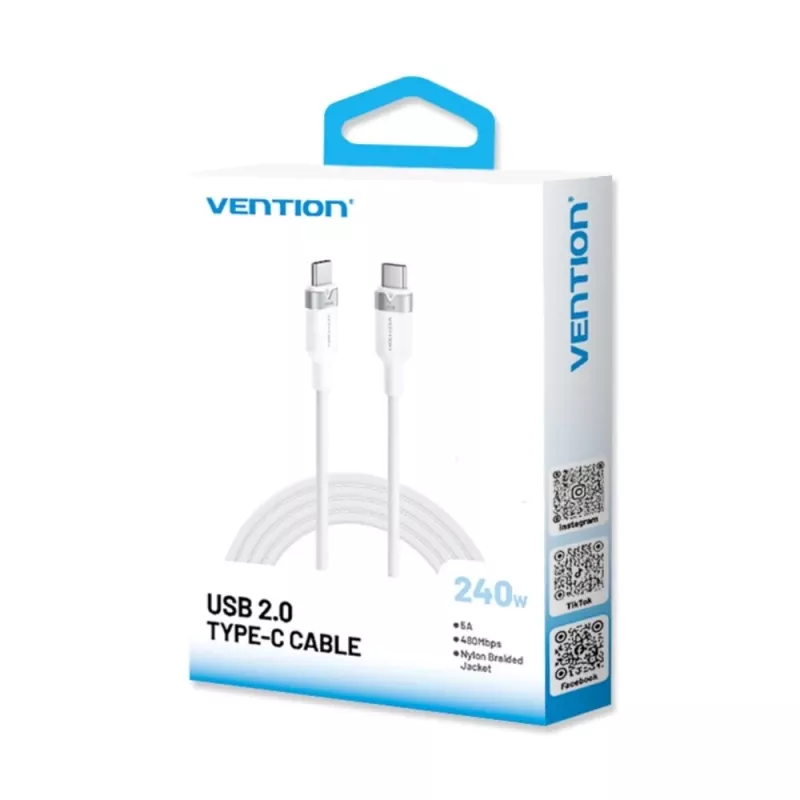 Vention USB 2.0 5A 240W 1 m BK USB-C-C-kaapeli