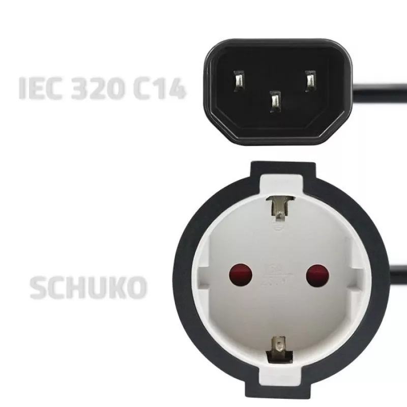 Verkkosovitin QOLTEC 53906 IEC 320 C14 - SCHUKO 16A 250V