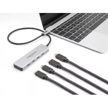 DeLOCK USB Type-C -keskitin 10 Gbps 4 porttia alumiini harmaa