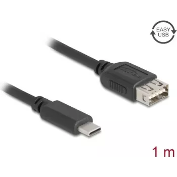 USB 2.0 kaapeli DELOCK 81536 — USB-C – USB-A, 1 m, musta, kullatut kontaktit