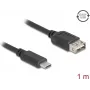 USB 2.0 kaapeli DELOCK 81536 — USB-C – USB-A, 1 m, musta, kullatut kontaktit