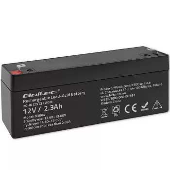 Sinettu AGM-akku QOLTEC 12V 2,3Ah UPS- ja varajärjestelmiin, max. purkaus 34,5A