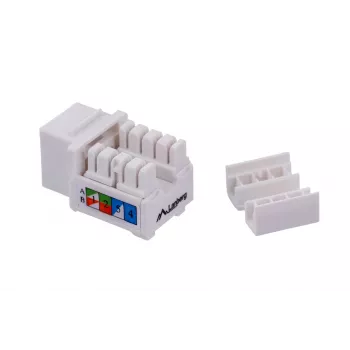 Keystone-moduuli LANBERG KSU6-1090, Cat6 U/UTP litteä, RJ-45 pistoke - LSA-rasia, AWG 22/26, 14.5×16.1 mm, valkoinen