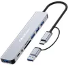 QOLTEC USB-C-keskitin 4x USB + SD/TF-kortinlukija malli 53794