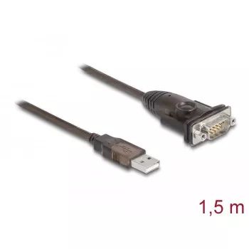 DeLOCK adapteri USB 2.0 Type-A - sarjaportti RS-232 D-Sub 9-napainen uros 1,5 m