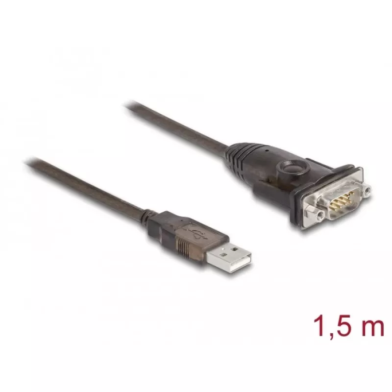 DeLOCK adapteri USB 2.0 Type-A - sarjaportti RS-232 D-Sub 9-napainen uros 1,5 m