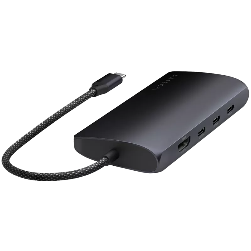 Satechi USB-C-moniporttisovitin ST-P8KED — 6 liitäntää, tukee 8K-resoluutiota