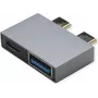 ROLINE USB 3.2 Gen 2 -sovitin, 2x USB Type-C - 1x Type-A + 1x C, uros/naaras, hopeanvärinen (12.03.2946)