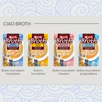 Märkäruoka kissoille INABA Ciao Broth kana 40 g pussi — lihaisa neste, viljaton, gluteeniton ja soijaton
