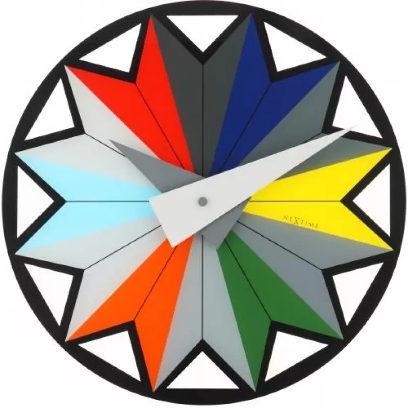 NeXtime kello 8163 Circus, Ø43 cm, seinäkello, musta/monivärinen