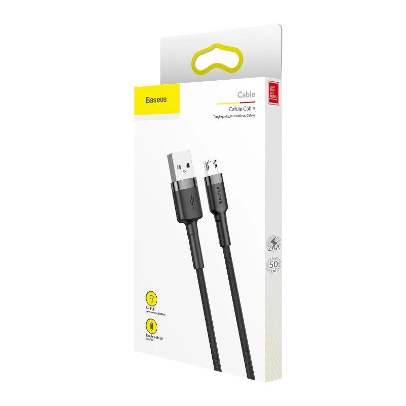 Baseus Cafule 2.4A 1 m Micro-USB-kaapeli (harmaa/musta)