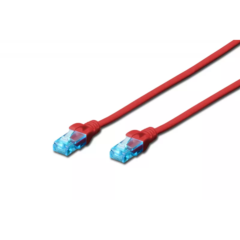 Verkkopatchkaapeli DIGITUS CAT 5e U/UTP, 1 m, RJ-45–RJ-45, punainen
