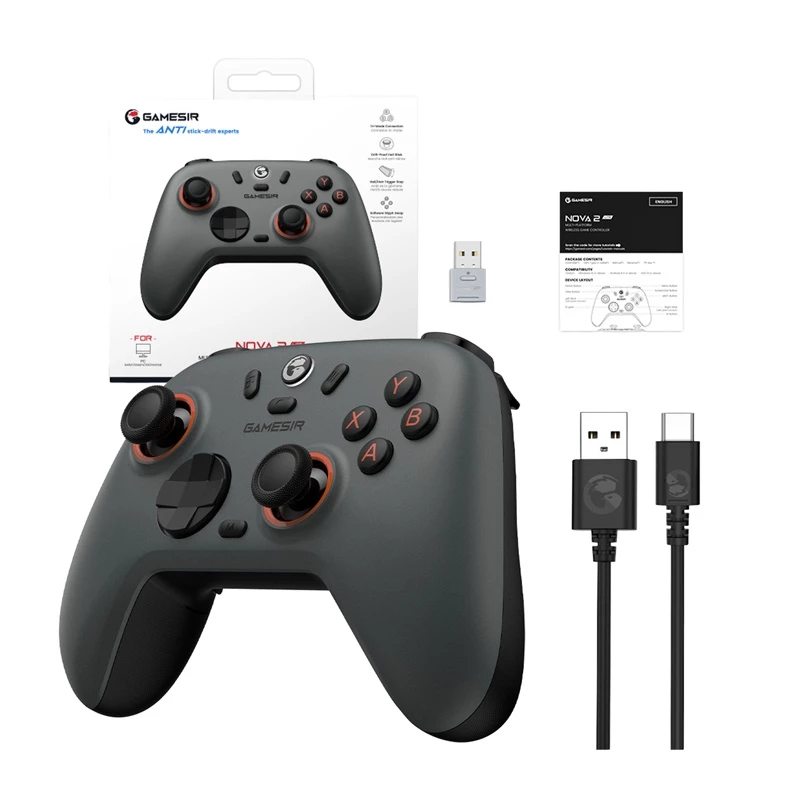 GameSir langaton ohjain Nova 2 Lite Gray — Bluetooth-yhteensopiva, kompakti peliohjain