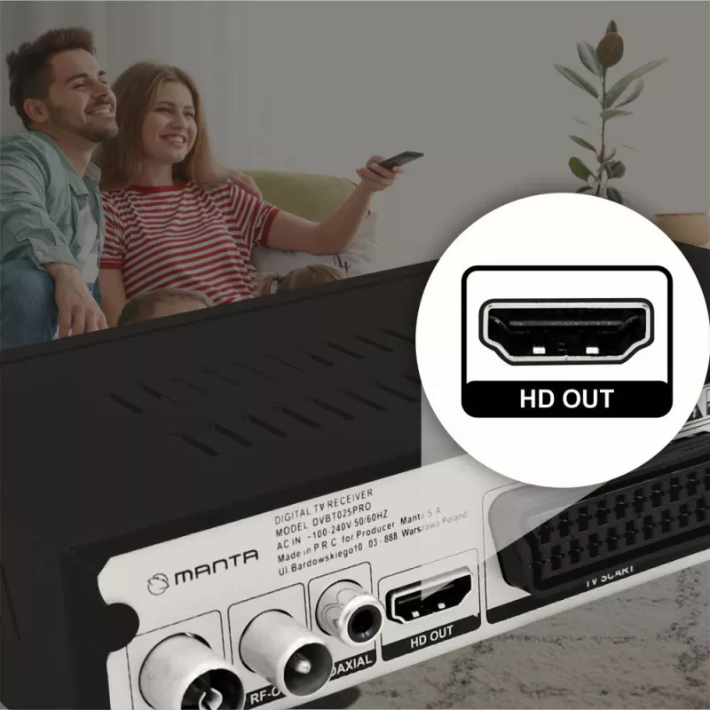 Digitaalinen TV-vastaanotin MANTA DVBT025PRO DVB-T2 Full HD -tuki USB-tallennus
