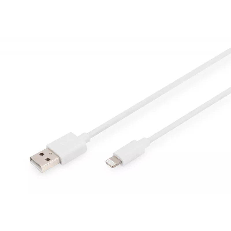 DIGITUS - Lightning-kaapeli - Lightning (M) - USB (M) - 1,0 m - kaksoiseristys - valkoinen - valettu - Apple iPad/iPhone/iPod (Lightning) (DB-600106-010-W)
