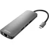 Sharkoon USB 3.0 Type C Combo -sovitin liitäntäkortit/sovittimet HDMI, RJ-45, USB 3.2 Gen 1 (3.1 Gen 1)