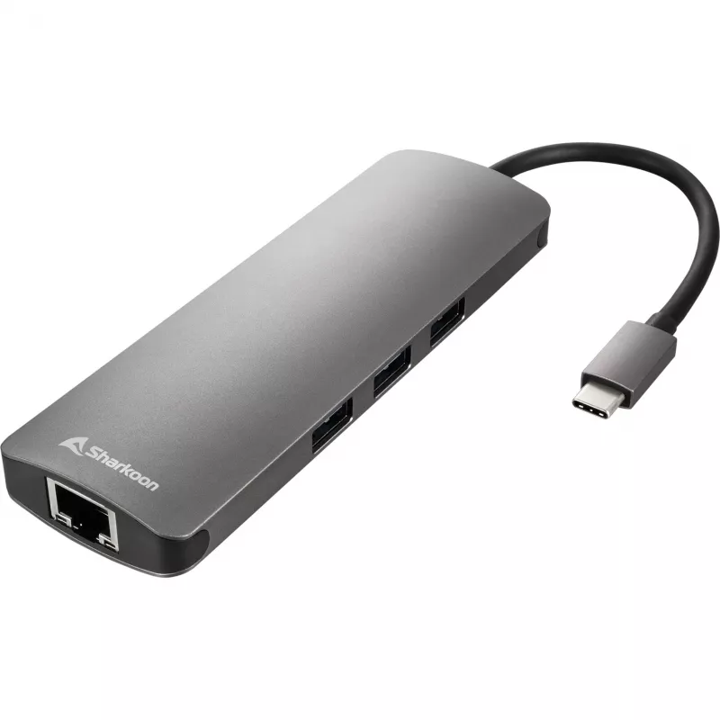 Sharkoon USB 3.0 Type C Combo -sovitin liitäntäkortit/sovittimet HDMI, RJ-45, USB 3.2 Gen 1 (3.1 Gen 1)